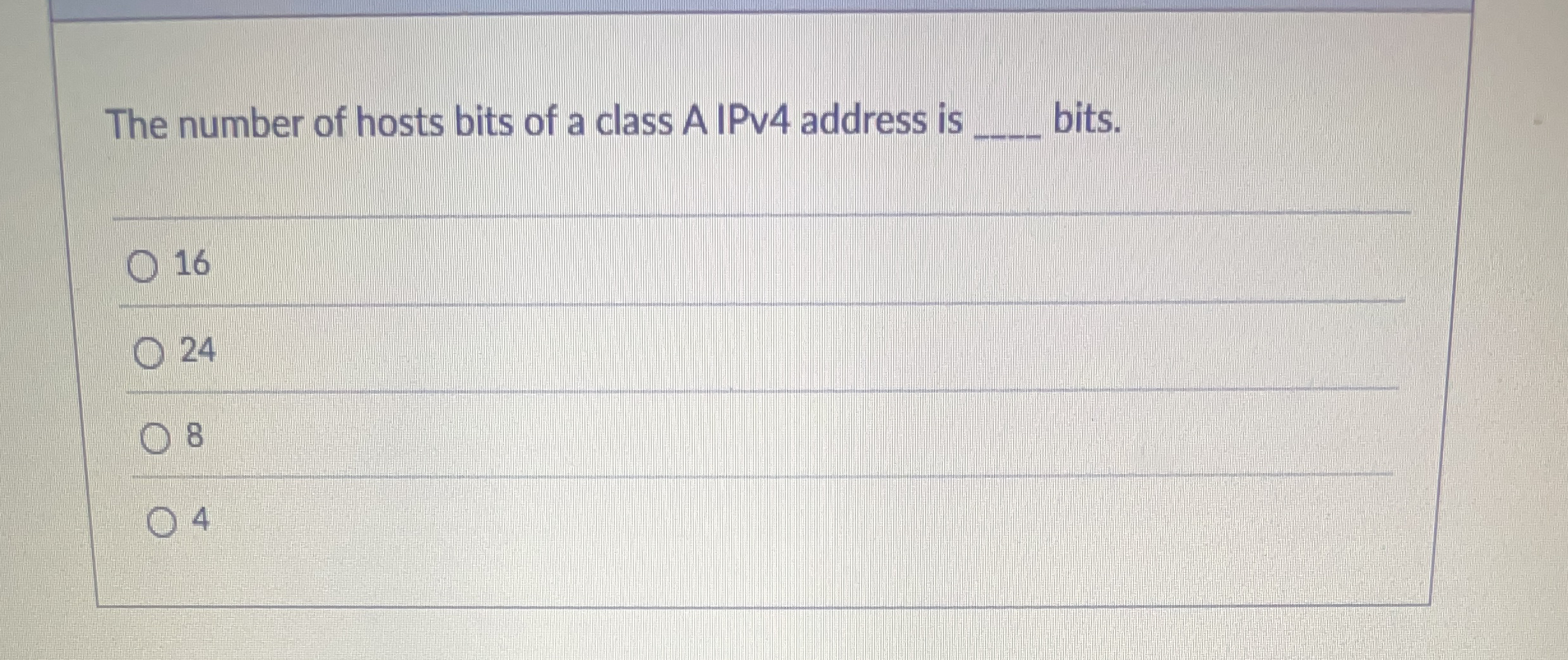 The number of hosts bits of a class AIPv 4