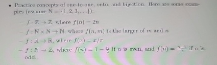 Practice concepts of one - to - one, onto, and