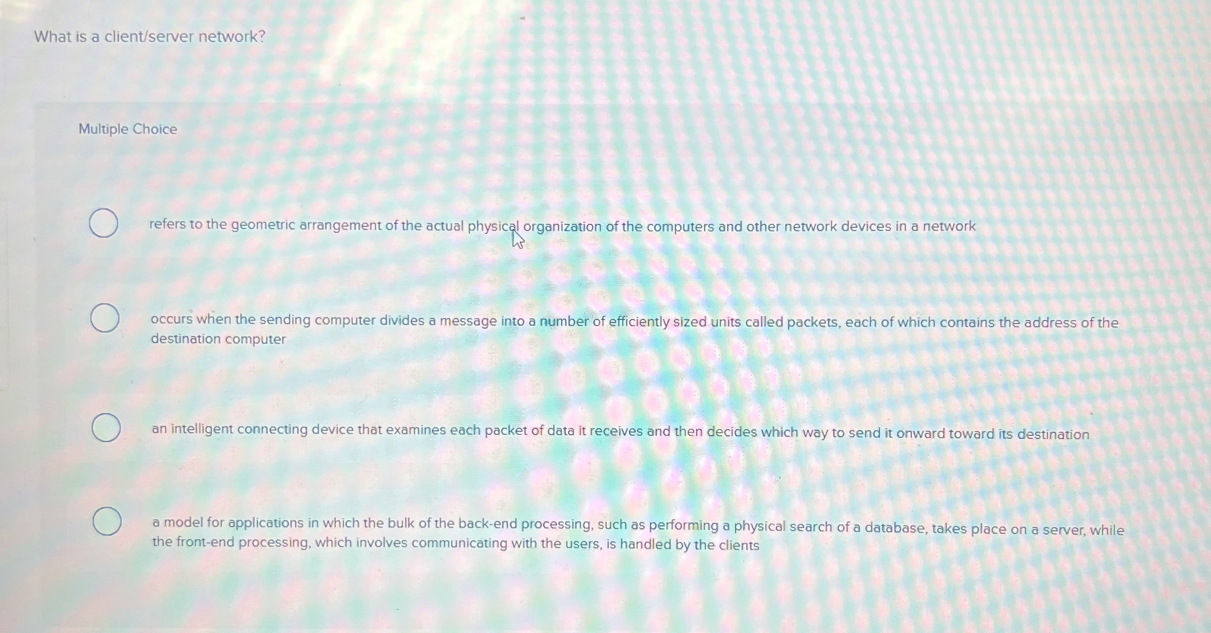 What is a client / server network? Multiple