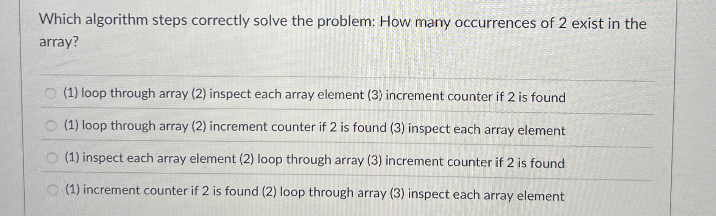 Which algorithm steps correctly solve the