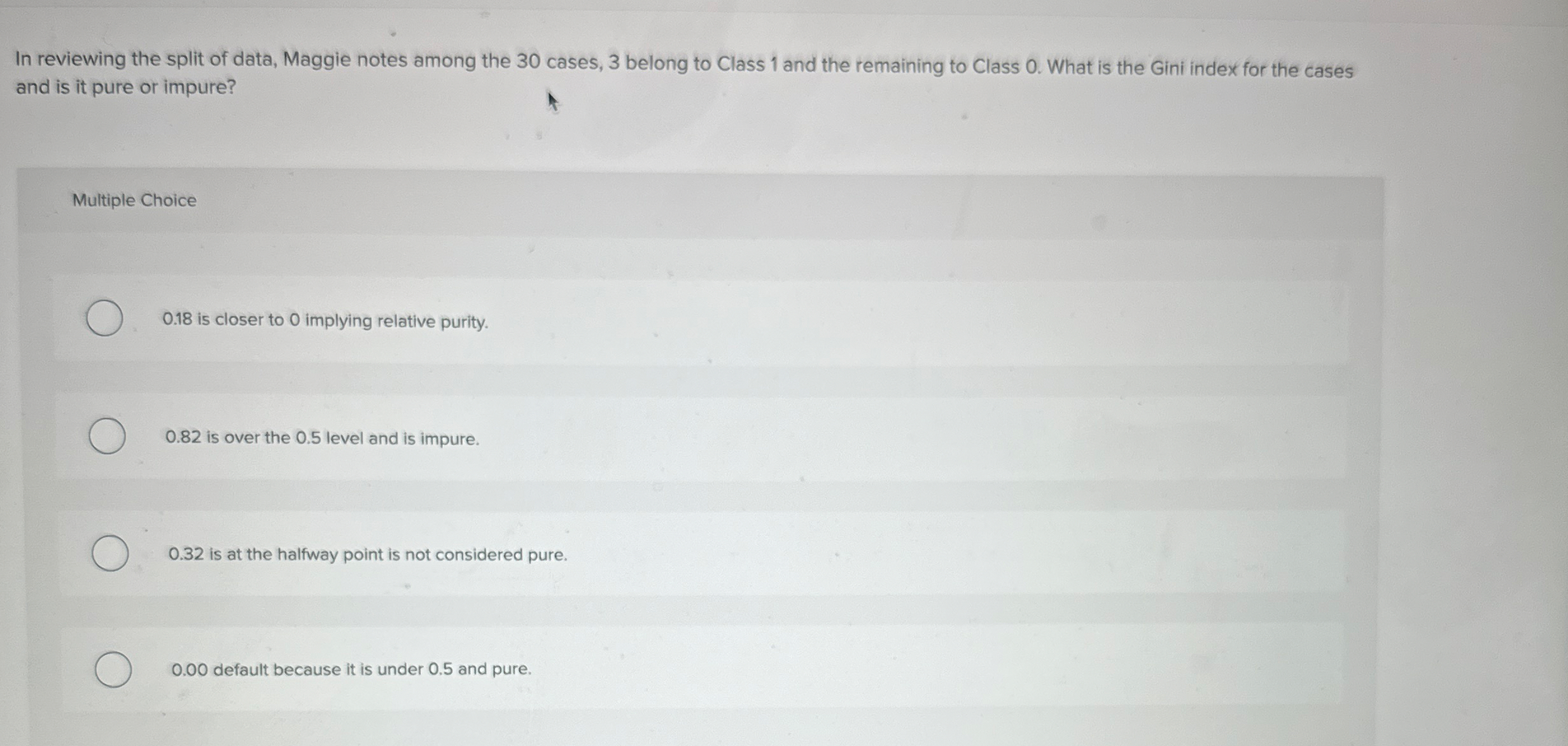 In reviewing the split of data, Maggie notes