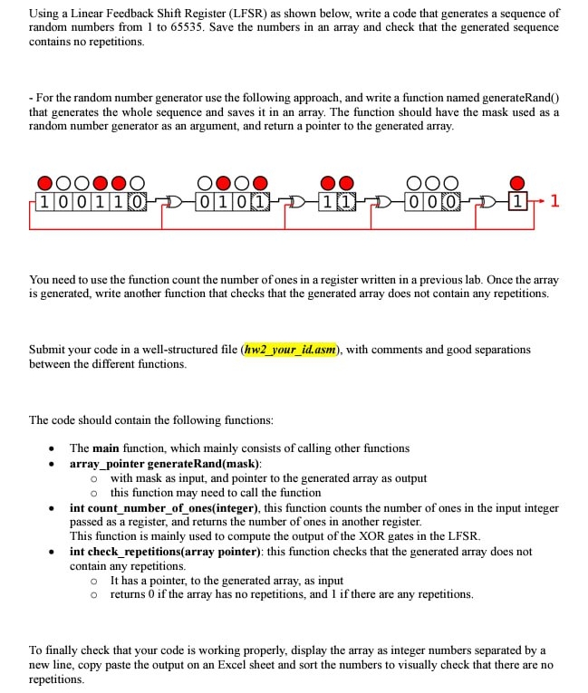 Using a Linear Feedback Shift Register ( LFSR )