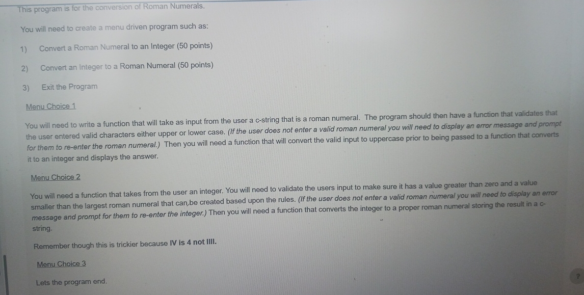 This program is for the conversion of Roman