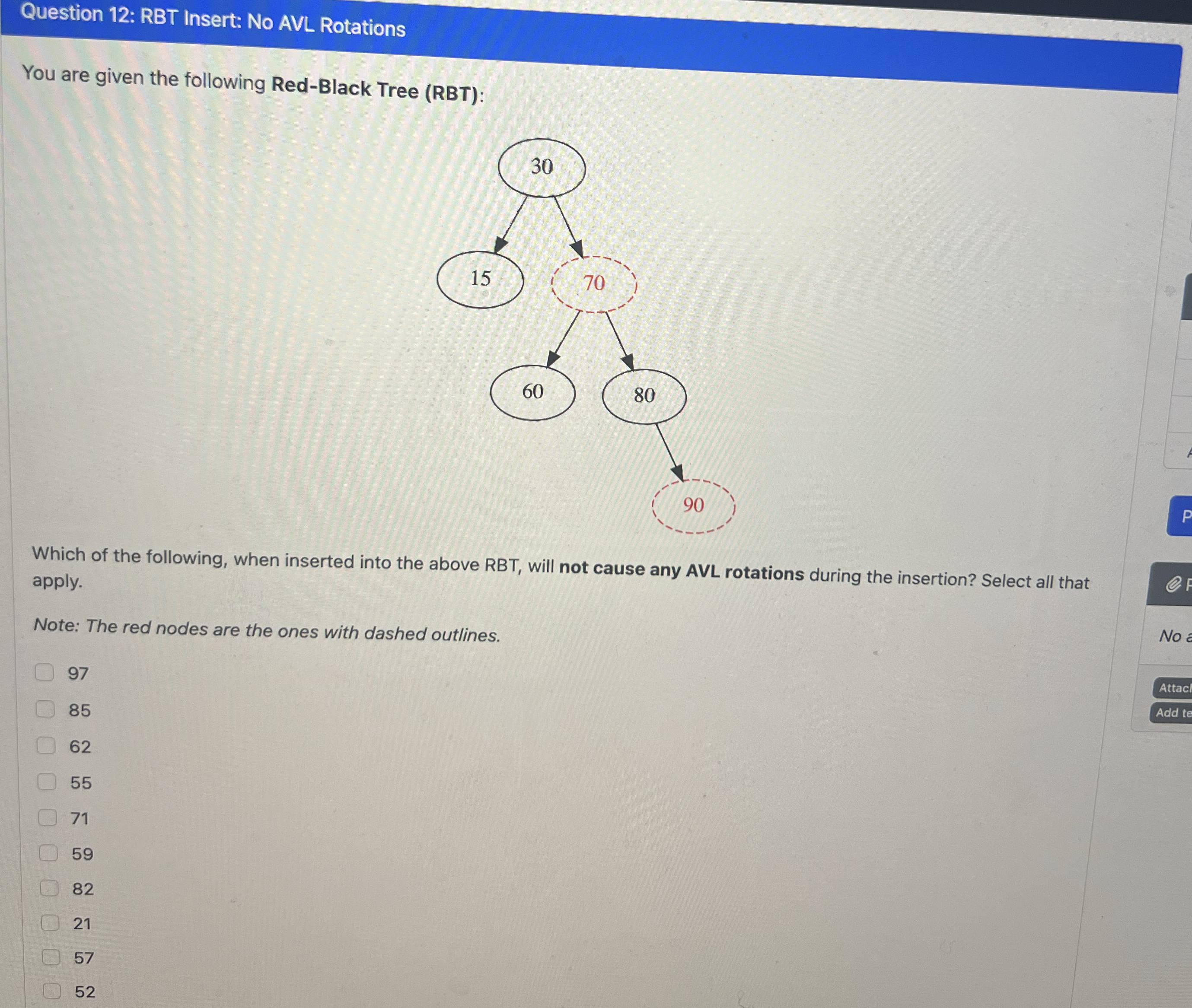 Question 1 2 : RBT Insert: No AVL Rotations You