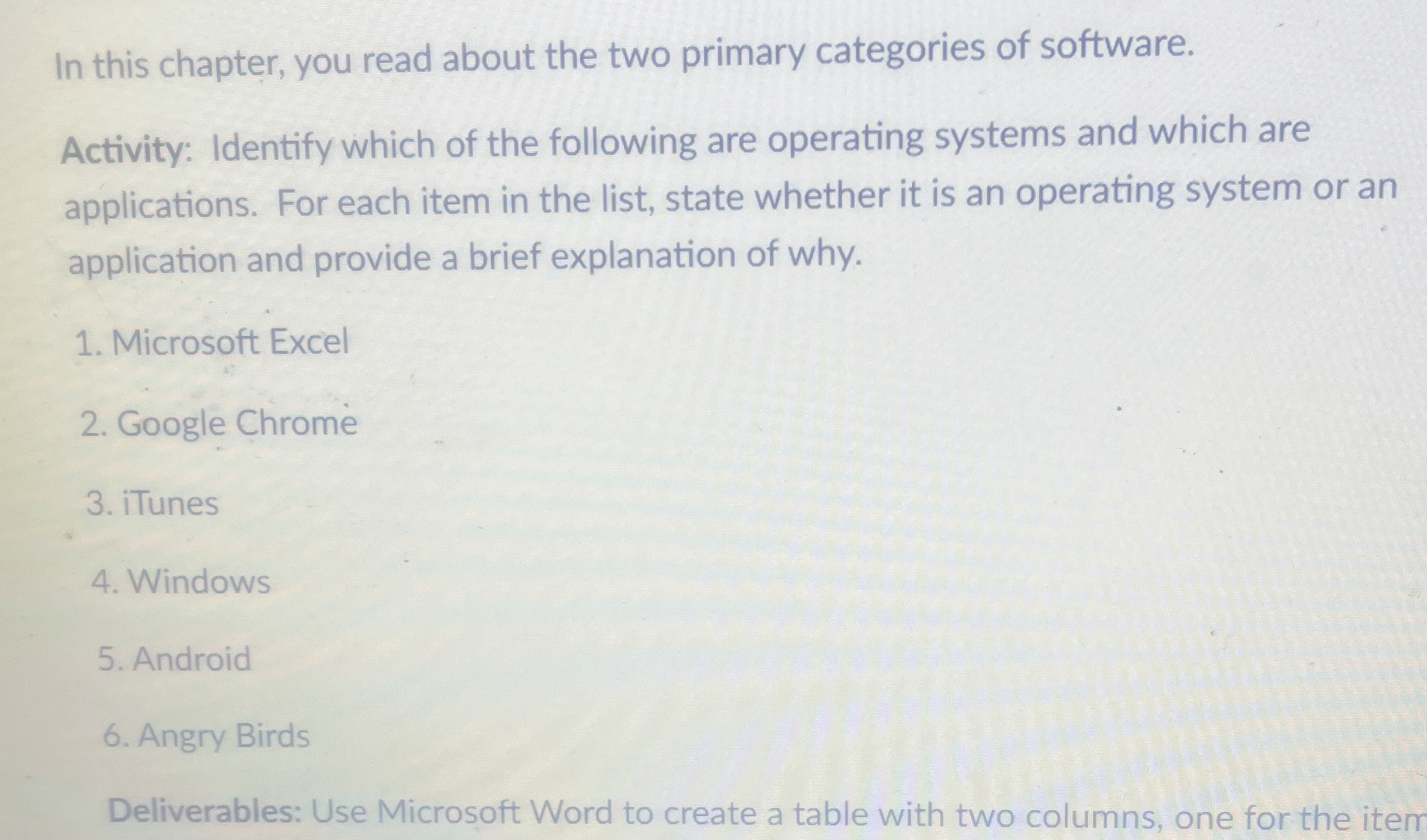 In this chapter, you read about the two primary