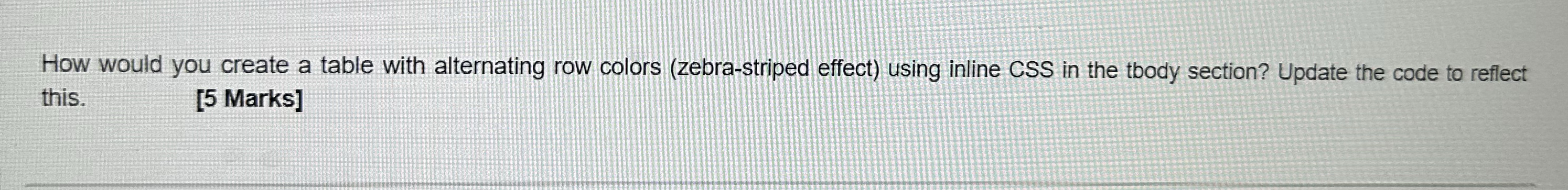 How would you create a table with alternating row