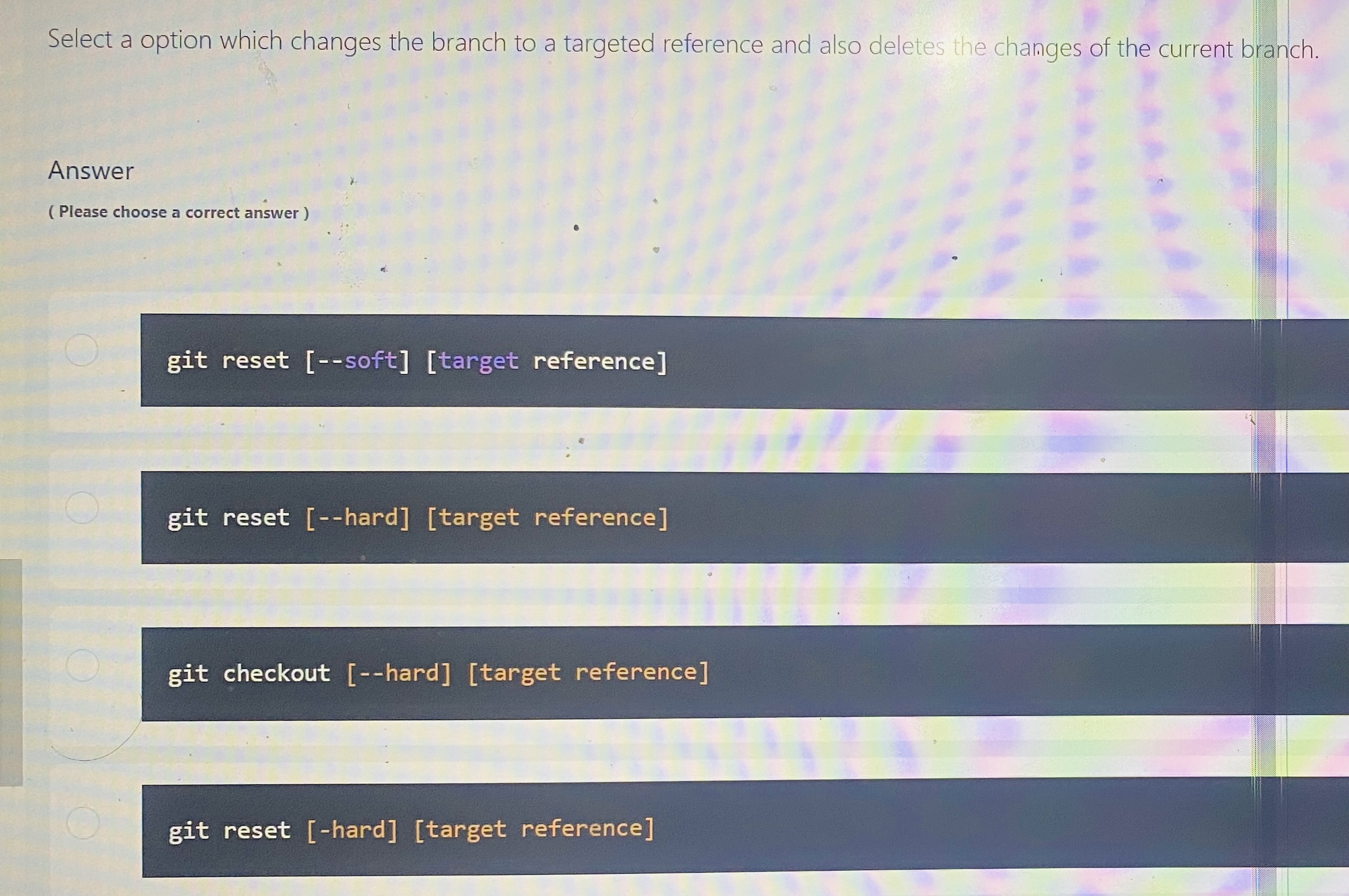 Select a option which changes the branch to a