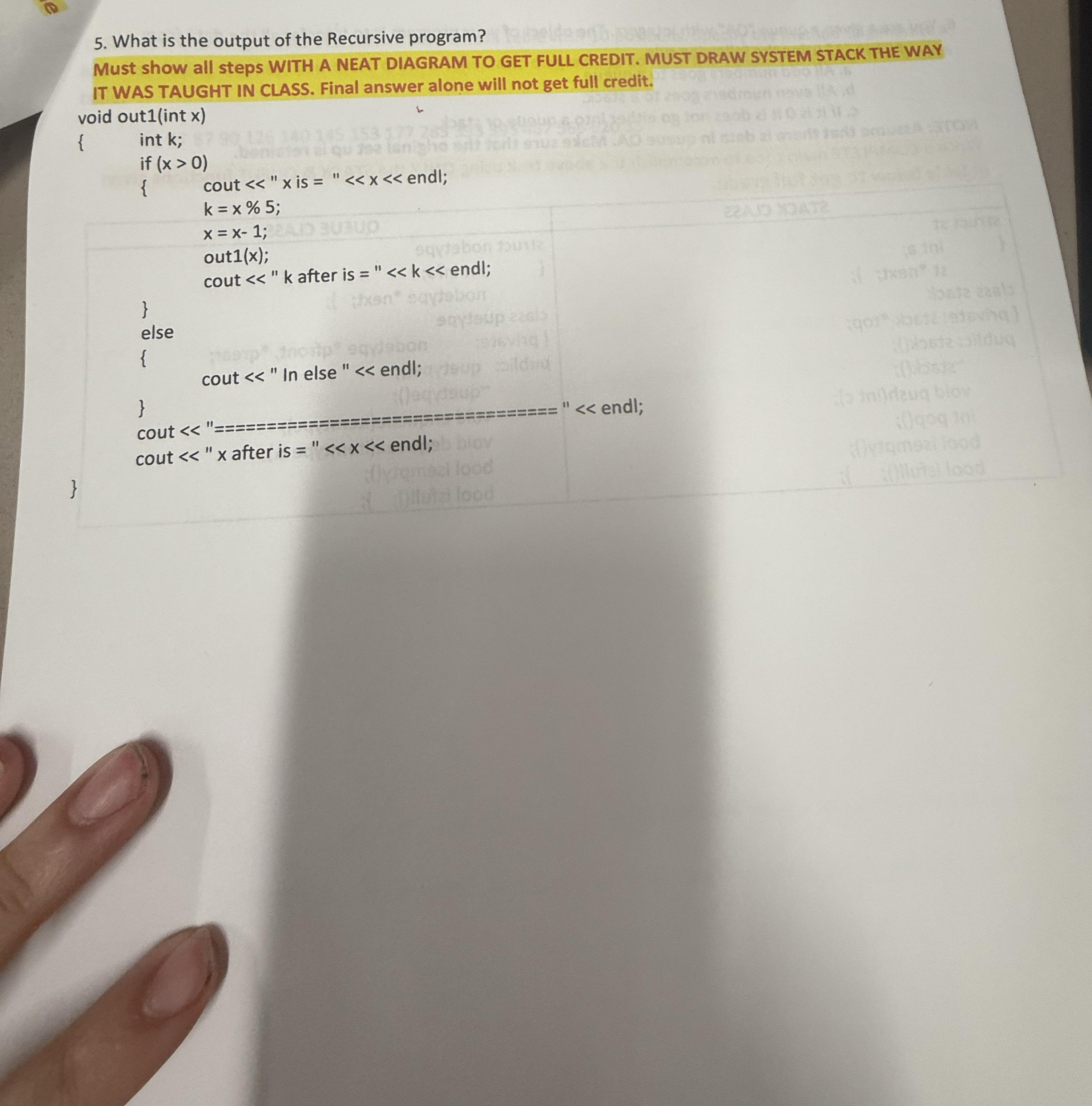 What is the output of the Recursive program? Must