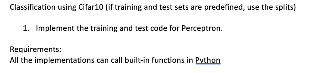 Classification using Cifar 1 0 ( if training and