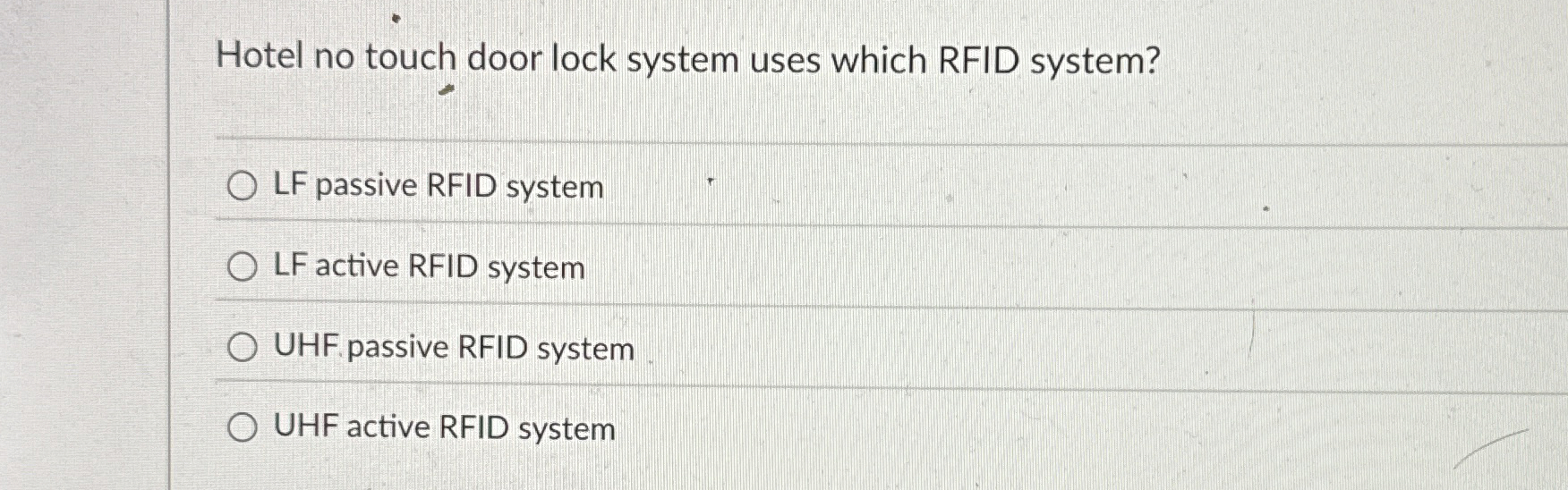 Hotel no touch door lock system uses which RFID