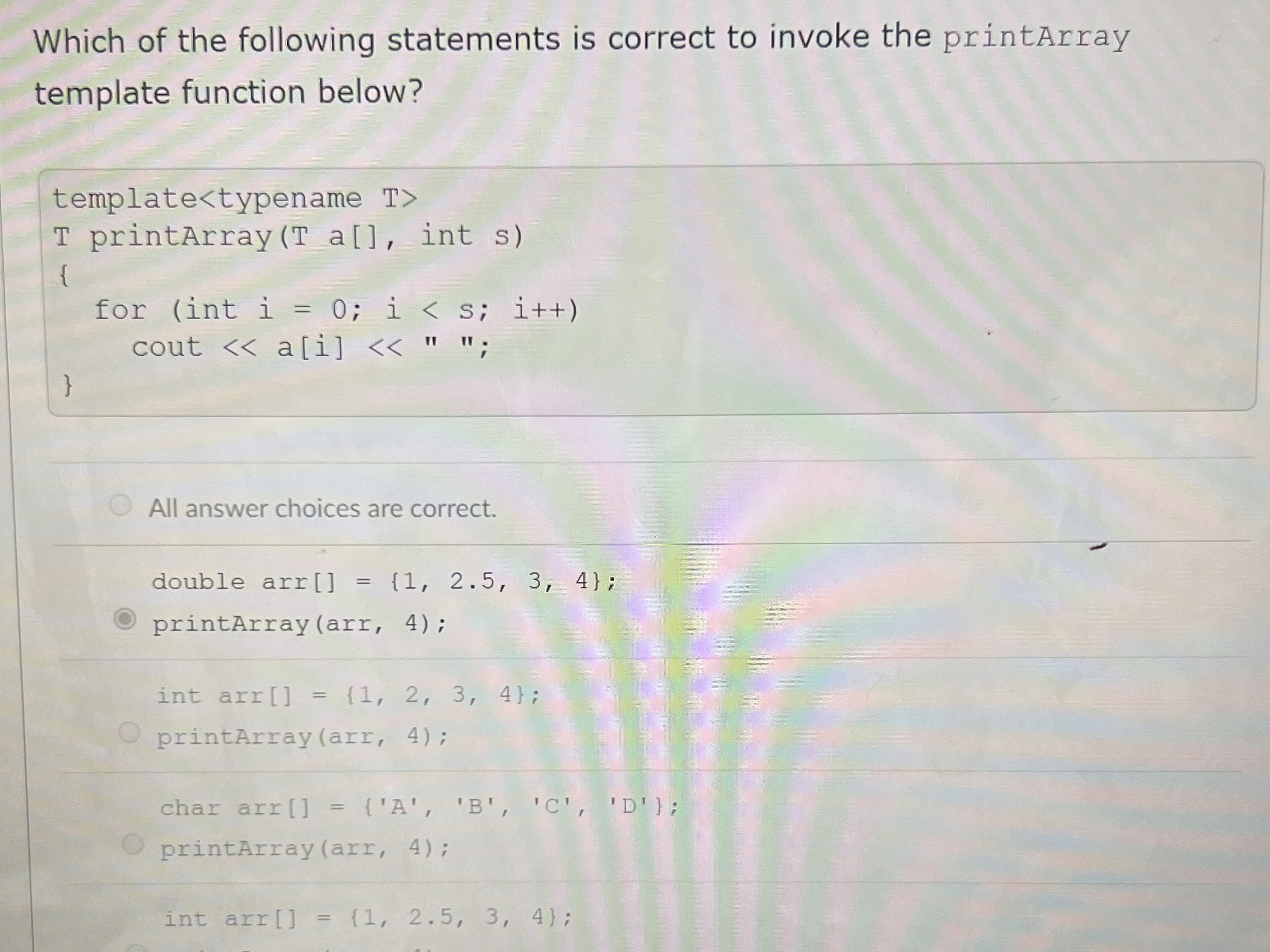 Which of the following statements is correct to