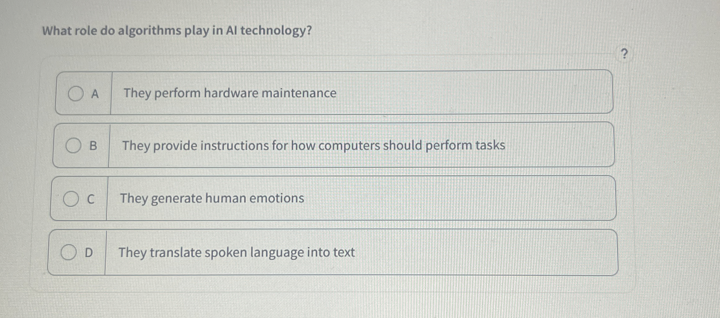What role do algorithms play in AI technology? A
