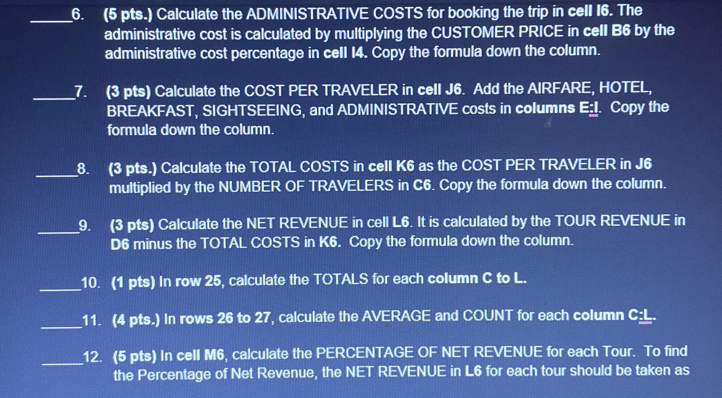 ( 5 pts . ) Calculate the ADMINISTRATIVE COSTS