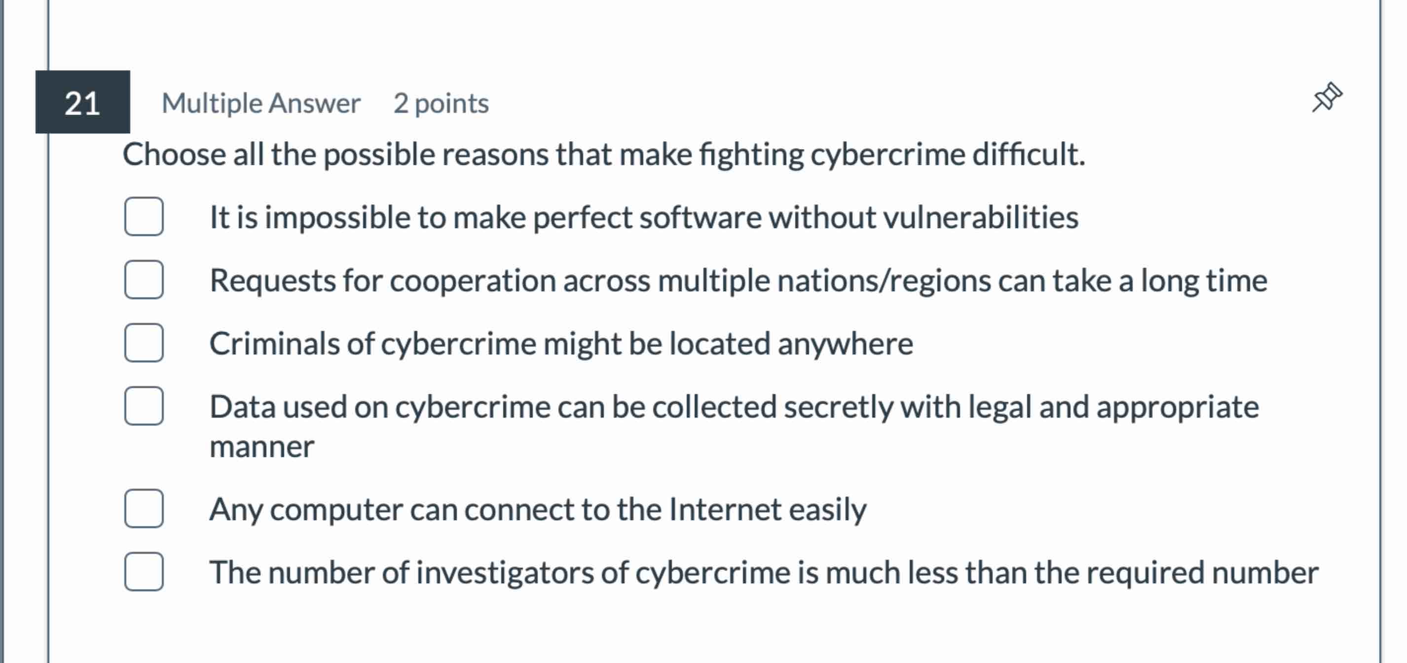 2 1 Multiple Answer 2 points Choose all the