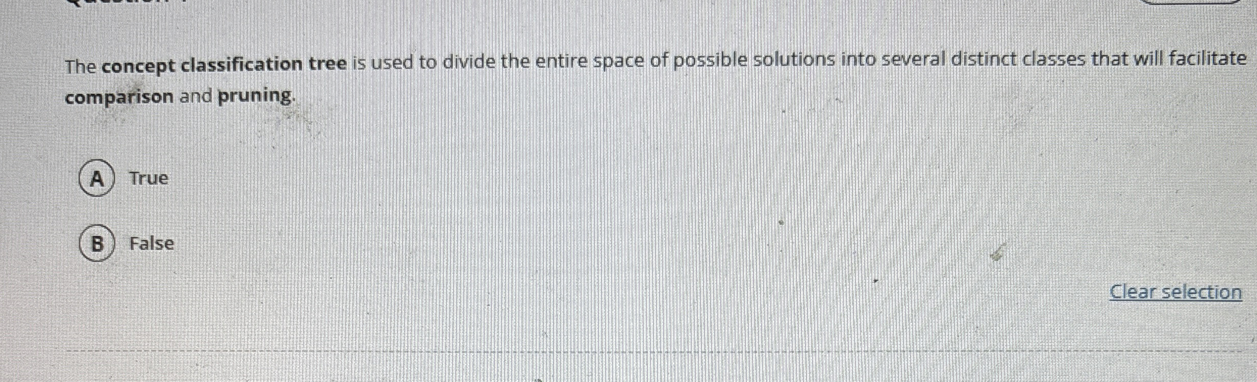 The concept classification tree is used to divide