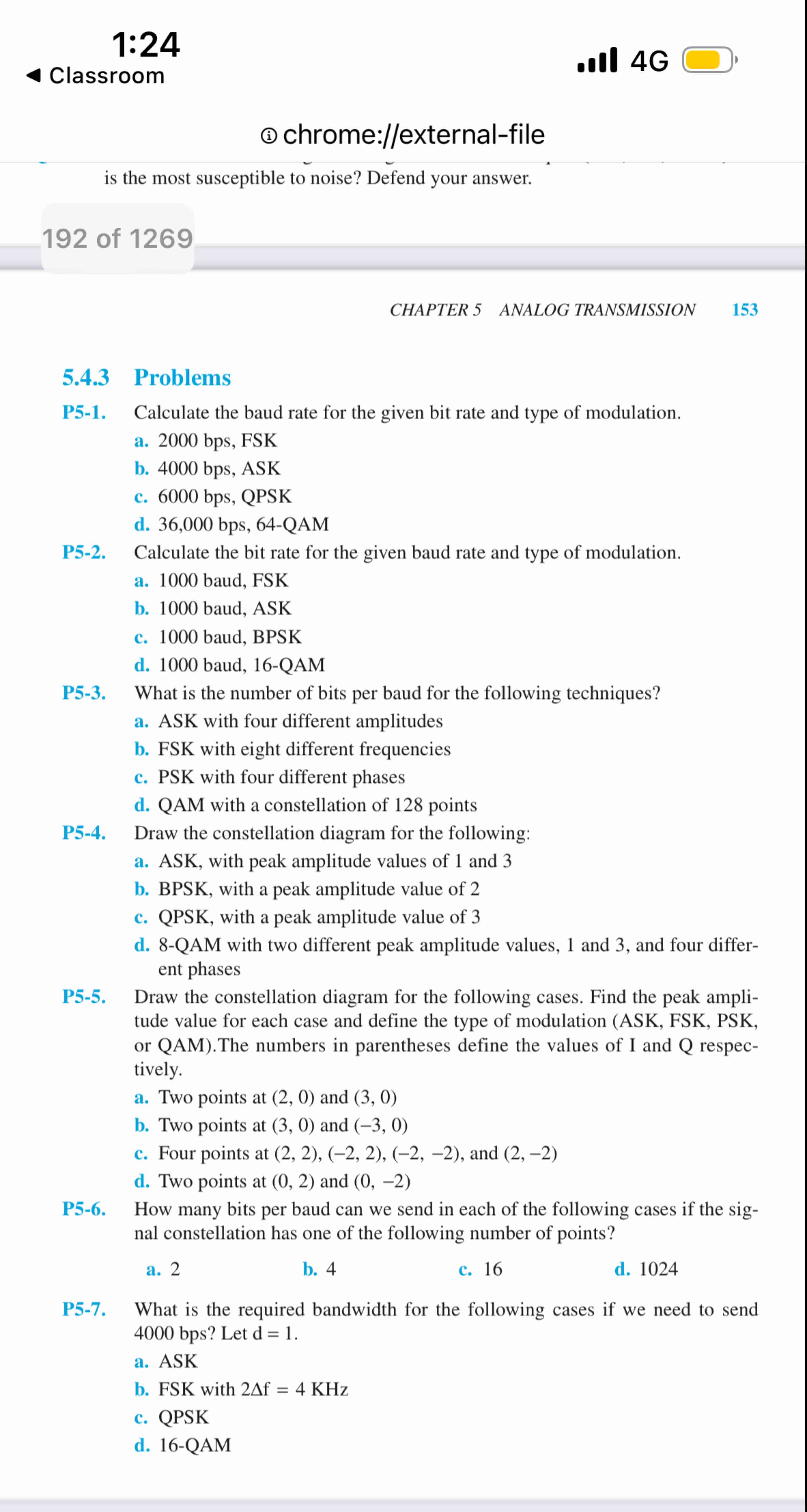 5 . 4 . 3 Problems P 5 - 1 . Calculate the baud