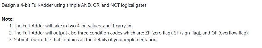 Design a 4 - bit Full - Adder using simple AND,