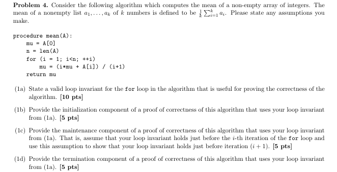 Problem 4 . Consider the following algorithm