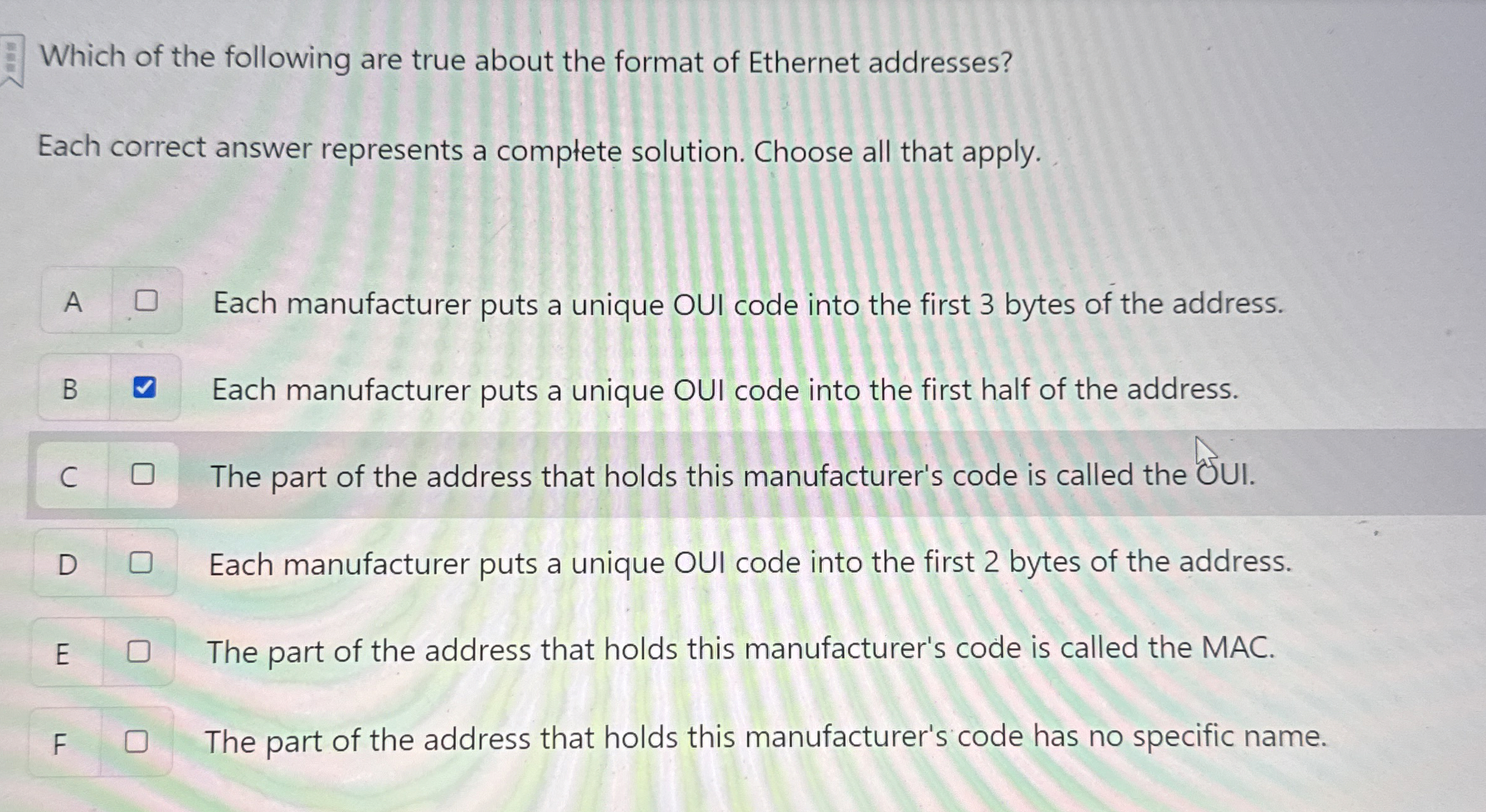 Which of the following are true about the format