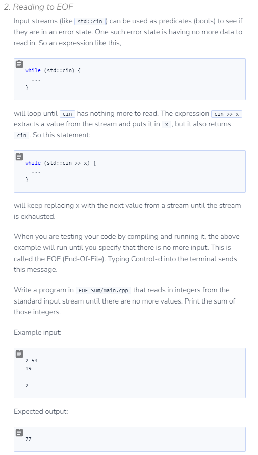 ( In c + + ) Reading to EOF Input streams ( like