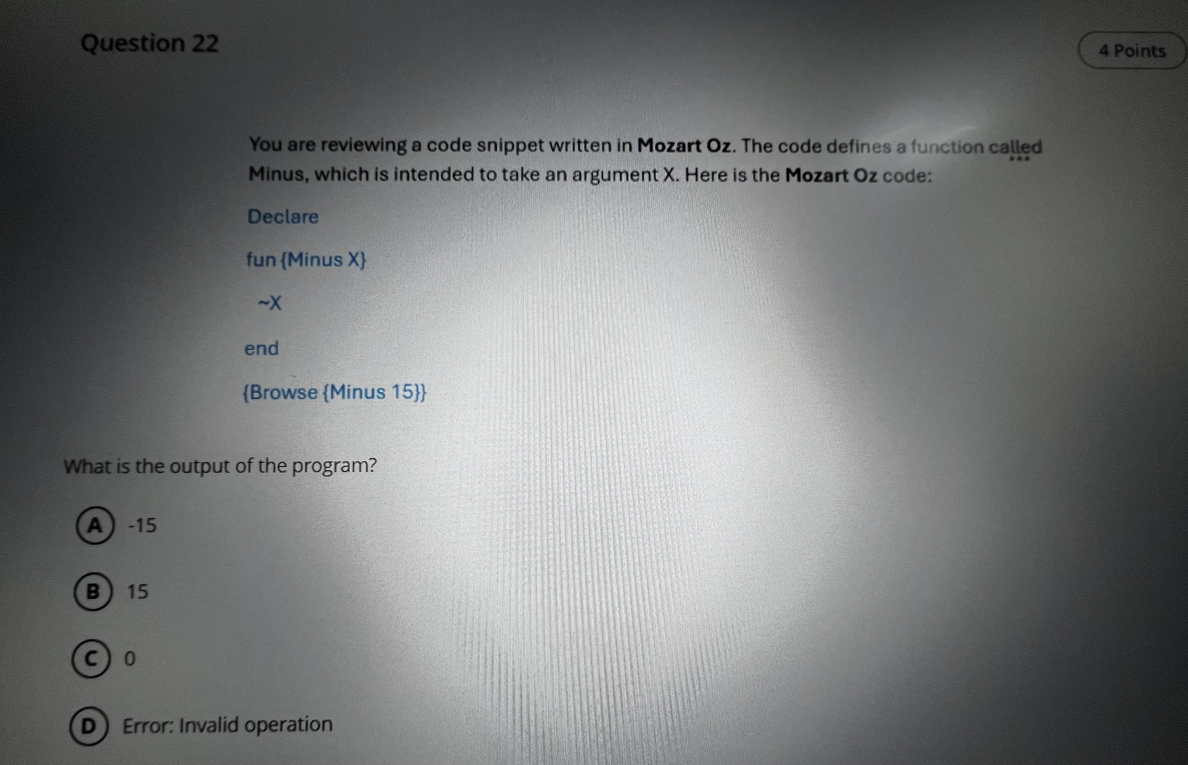 Question 2 2 You are reviewing a code snippet
