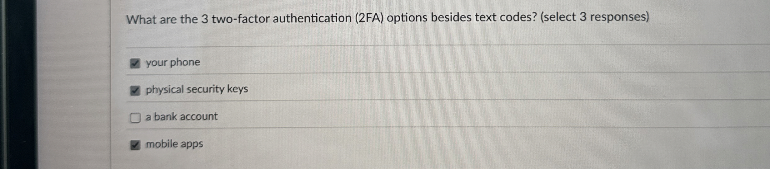 What are the 3 two - factor authentication ( 2 FA