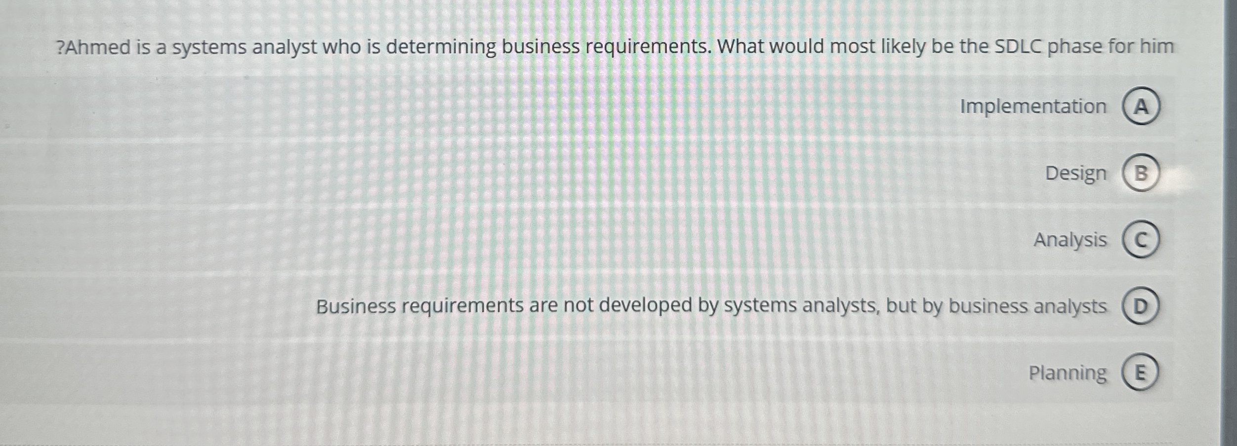 ? Ahmed is a systems analyst who is determining