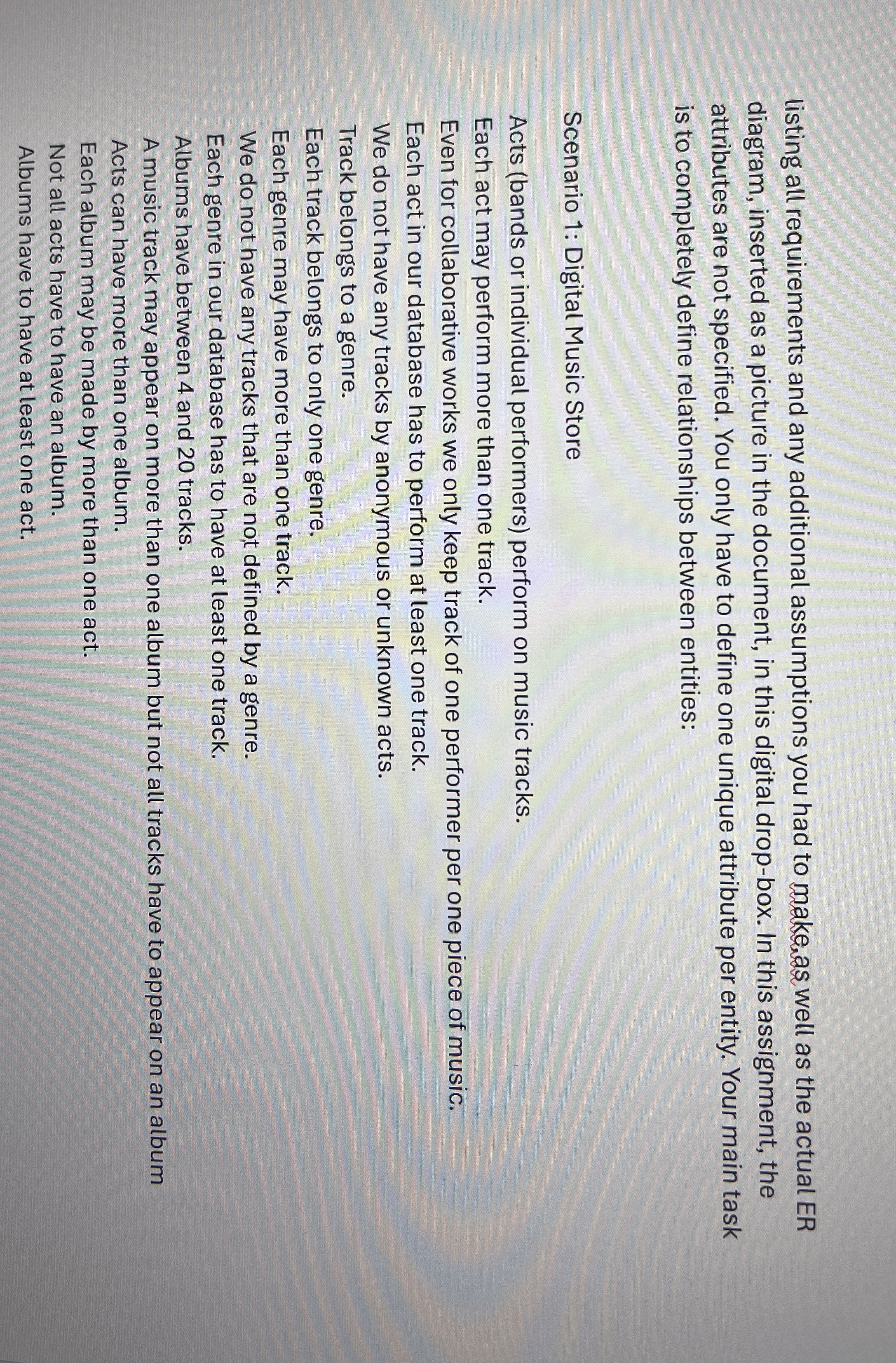 listing all requirements and any additional