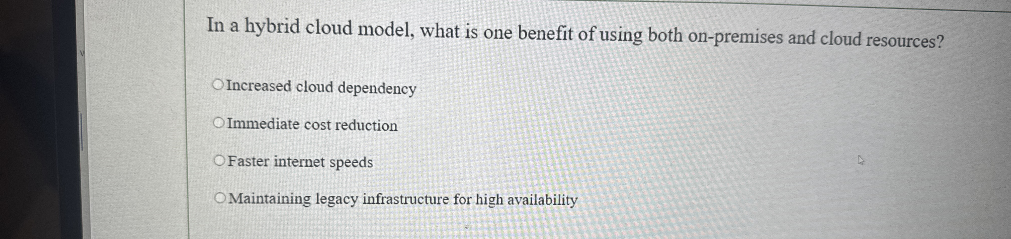 In a hybrid cloud model, what is one benefit of