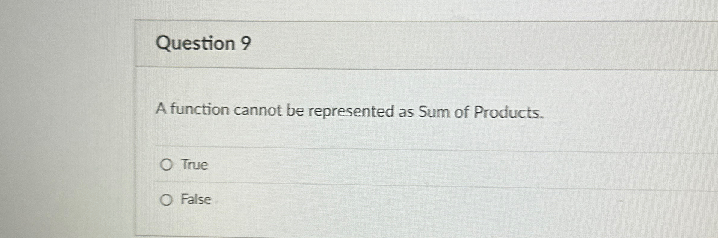 Question 9 A function cannot be represented as