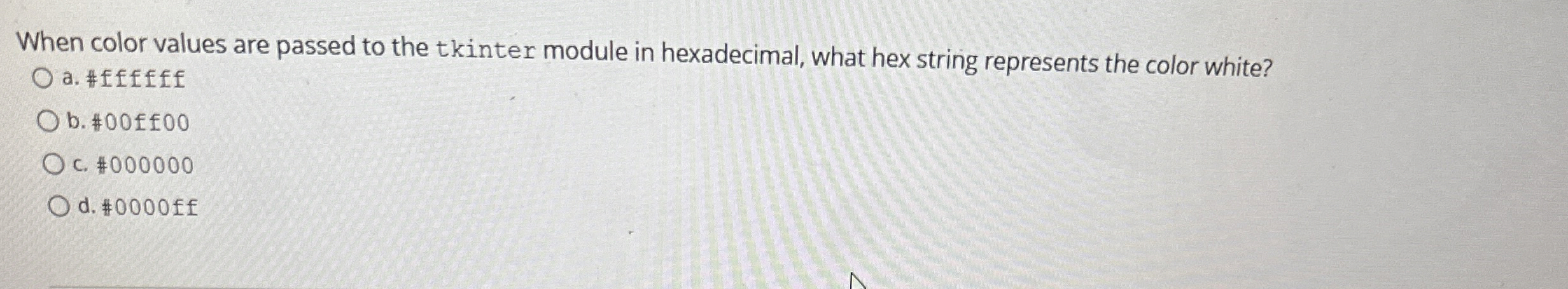 When color values are passed to the tkinter