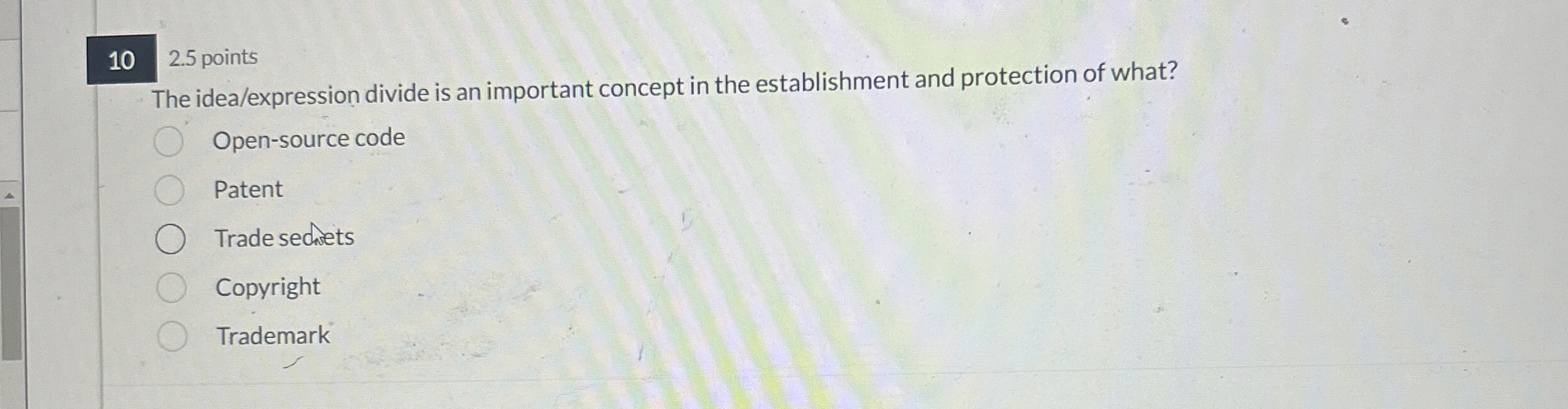 1 0 2 . 5 points The idea / expression divide is