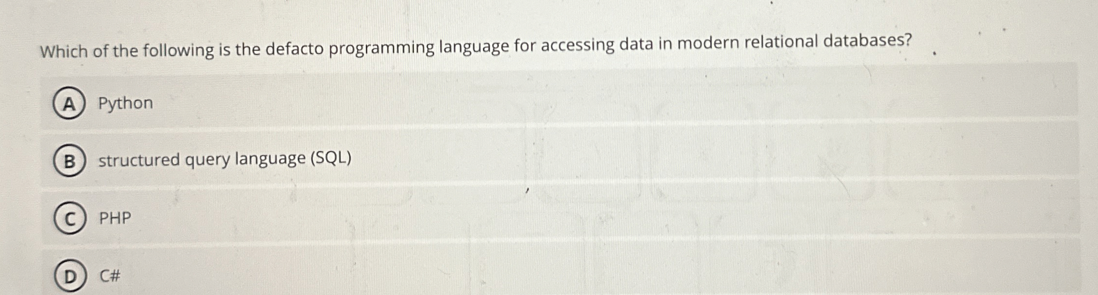 Which of the following is the defacto programming