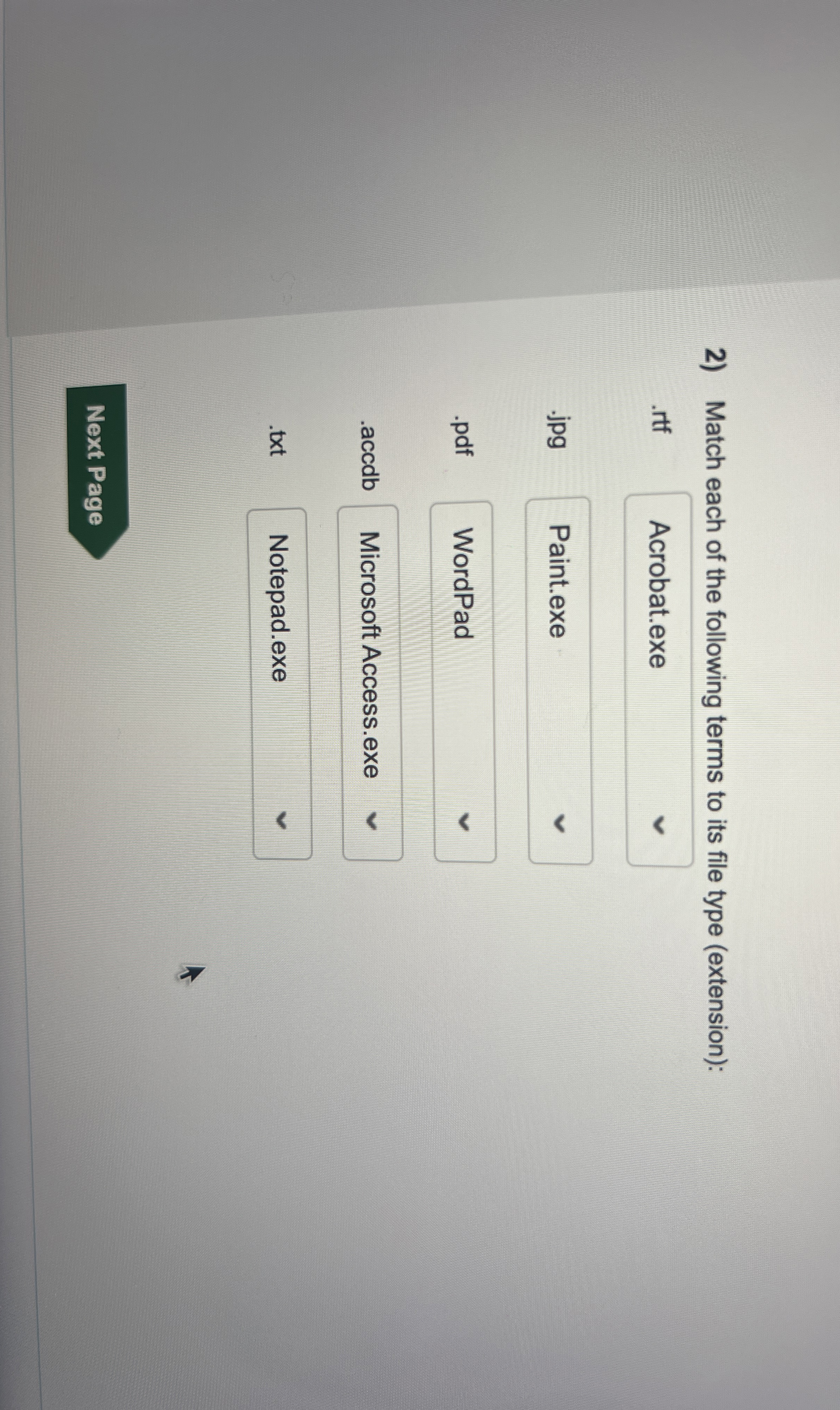 Match each of the following terms to its file