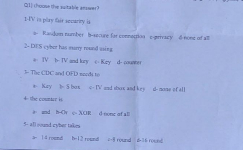 Q 1 ) choose the suitable answer? 1 - IV in play