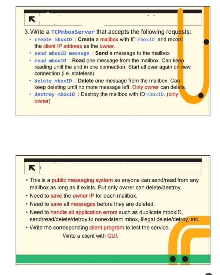 3 . Write a TCPmboxServer that accepts the