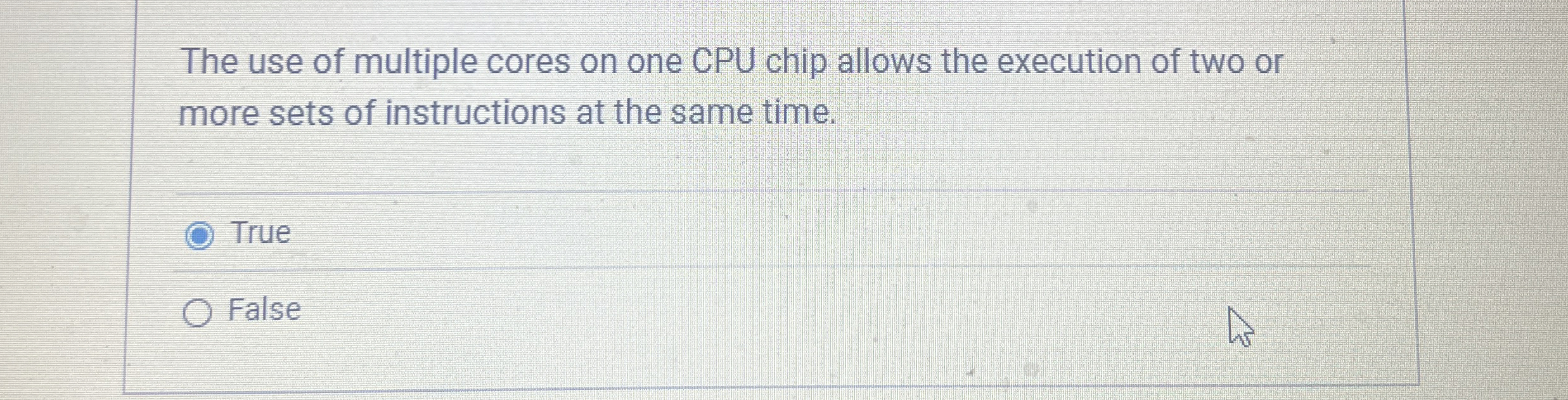 The use of multiple cores on one CPU chip allows
