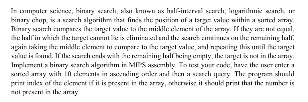 Please write the MIPS code for the problem below.