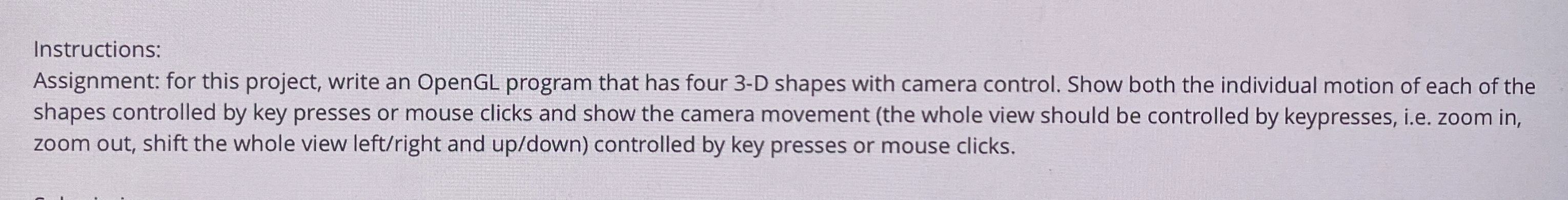 Instructions: Assignment: for this project, write