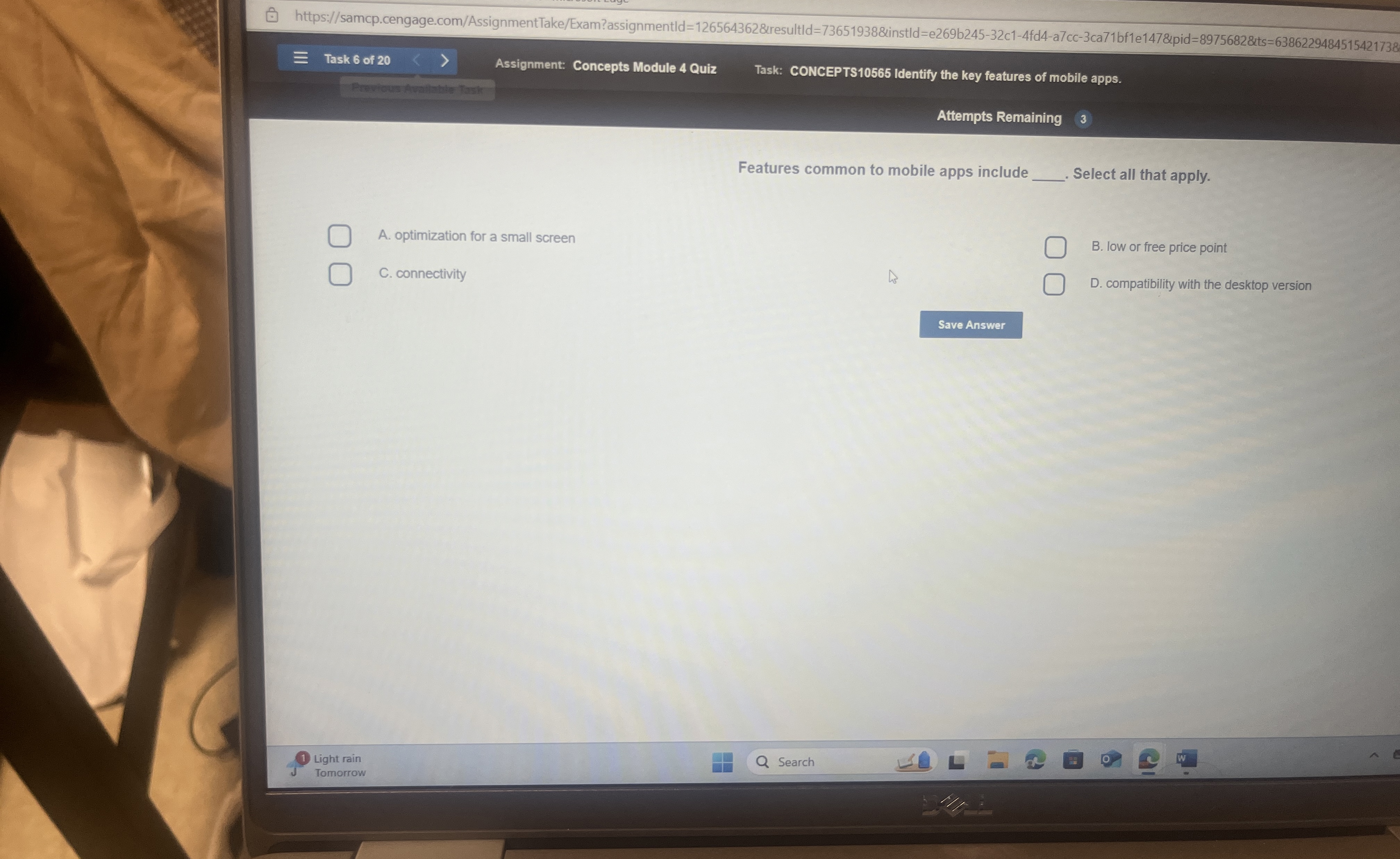 Select all that apply. A . optimization for a