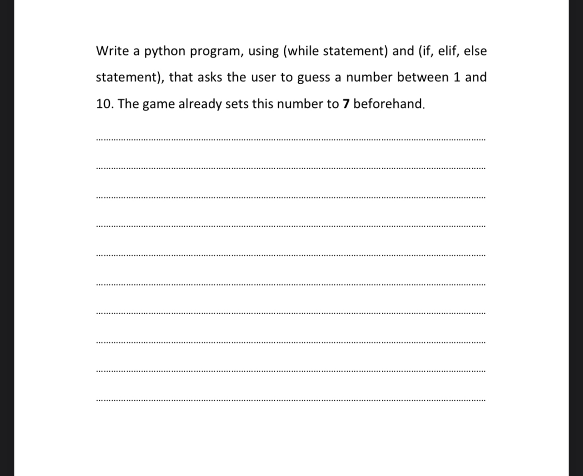 Write a python program, using ( while statement )