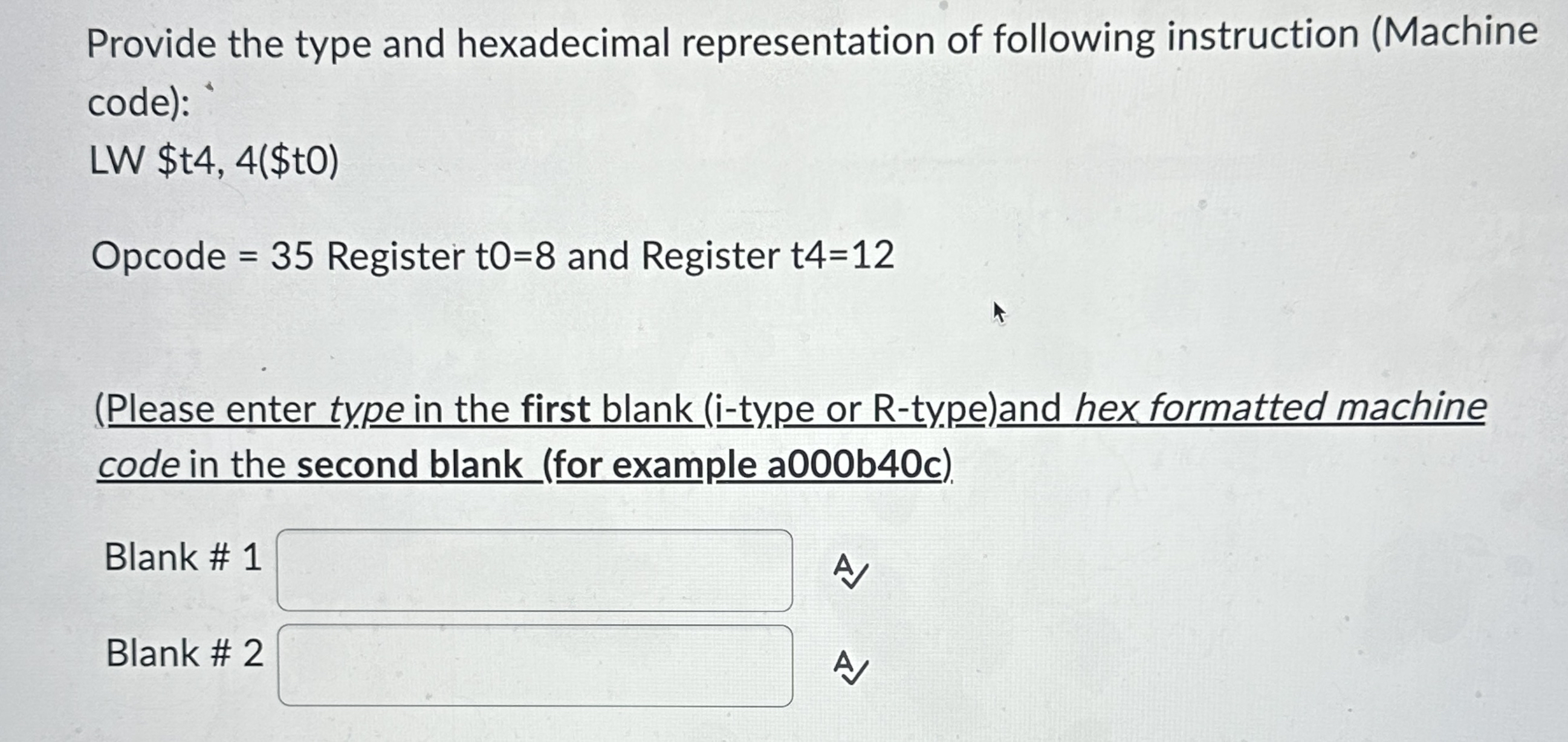 Provide the type and hexadecimal representation