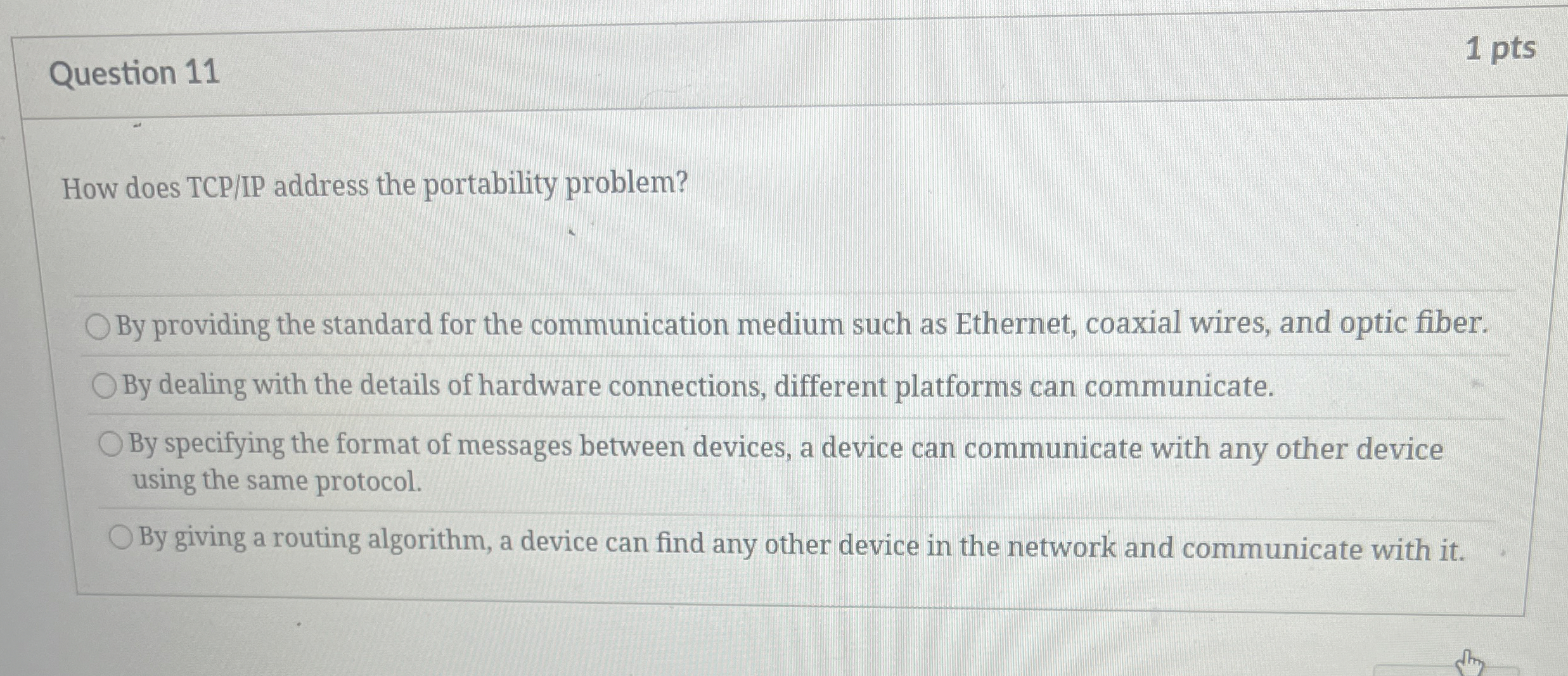 Question 1 1 How does TCP / IP address the