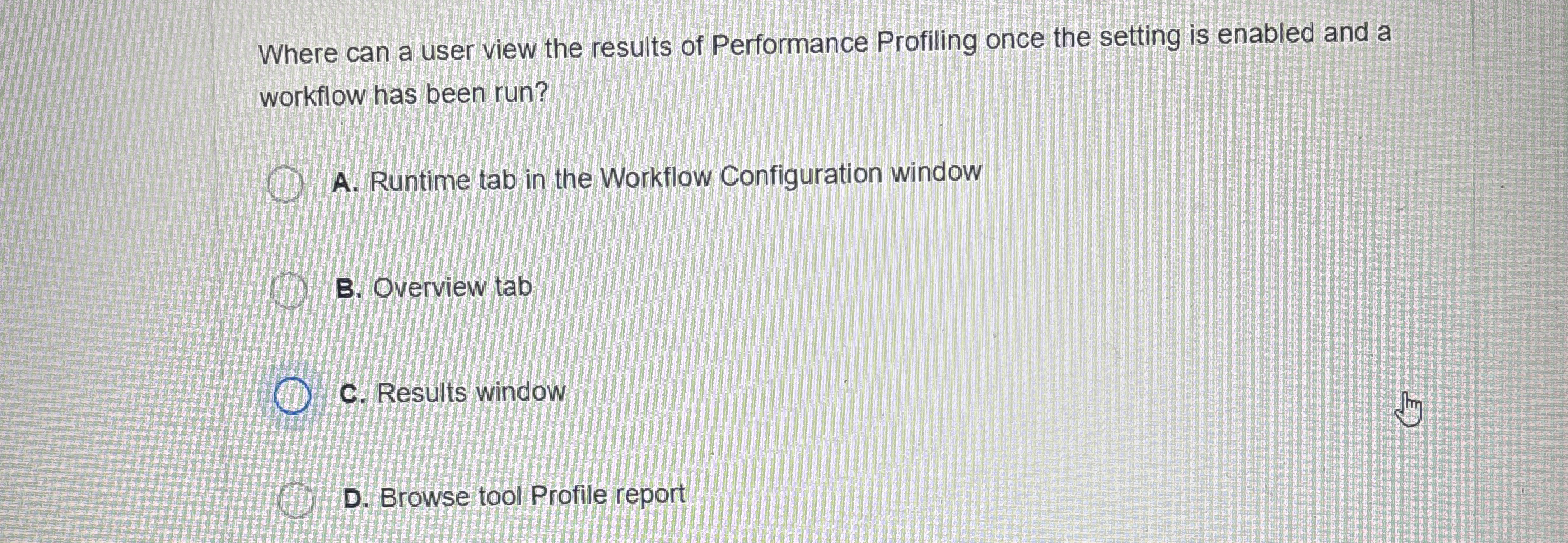 Where can a user view the results of Performance