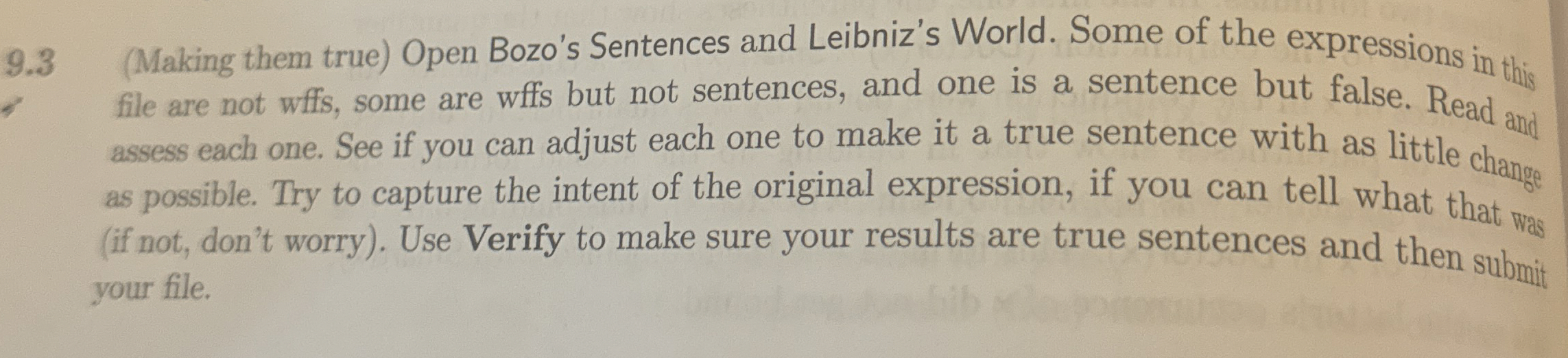 9 . 3 ( Making them true ) Open Bozo's Sentences