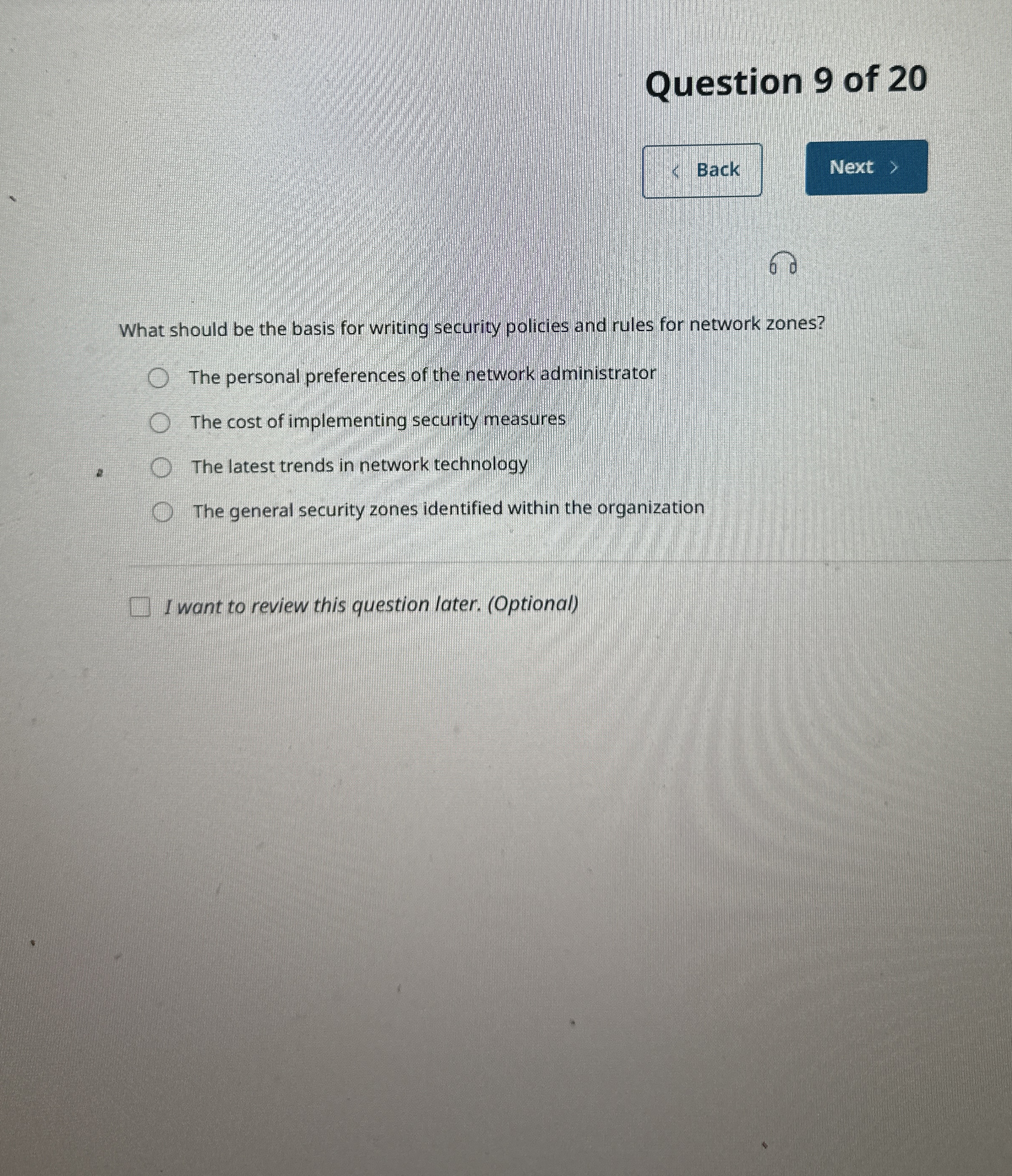 Question 9 of 2 0 Back 6 0 What should be the