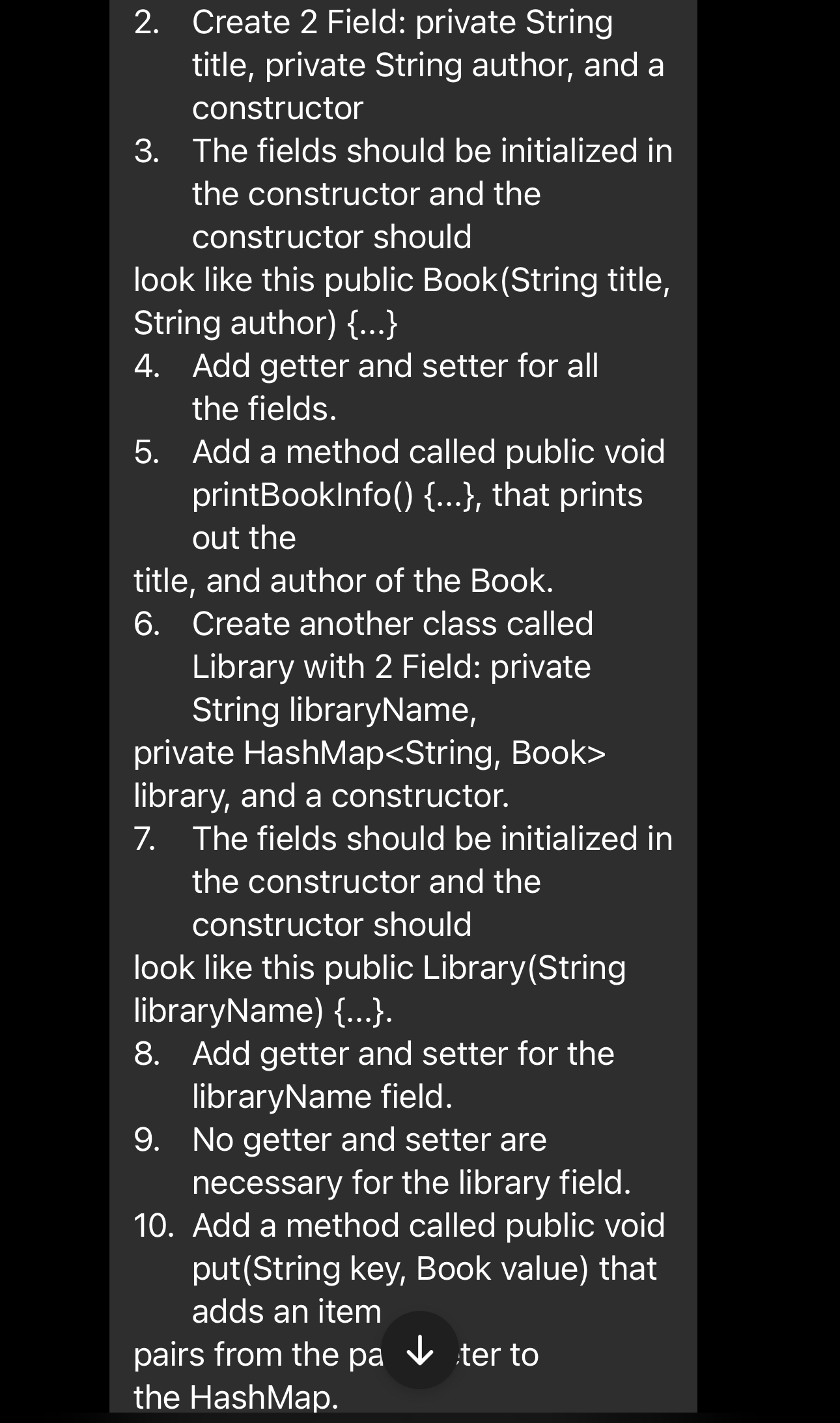 Create 2 Field: private String title, private