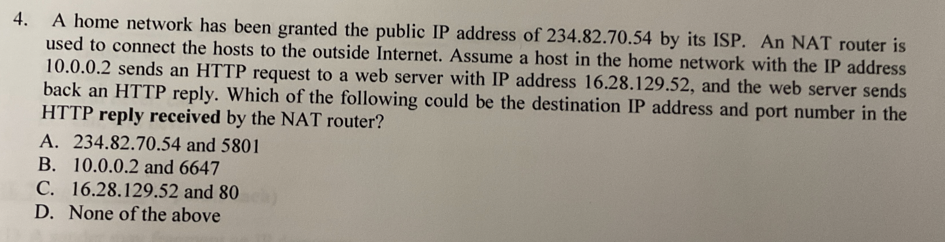 A home network has been granted the public IP