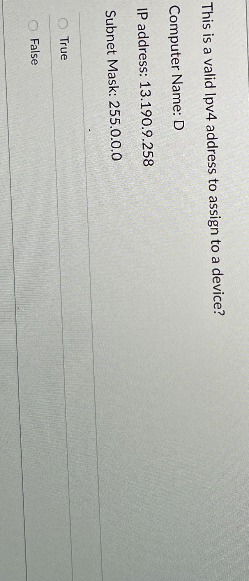 This is a valid lpv 4 address to assign to a