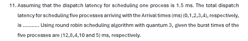 1 1 . Assuming that the dispatch latency for
